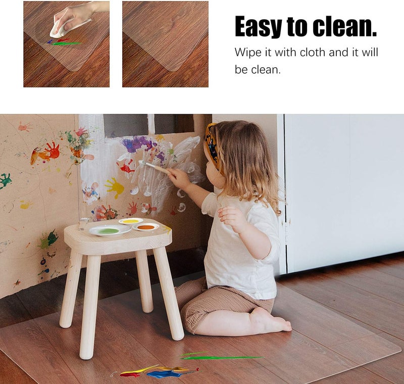 Kuyal Clear Chair mat for Hardwood Floor 46 x 60 inches Transparent Floor Mats Wood/Tile Protection Mat for Office & Home (46" X 60" Rectangle) - Image 3