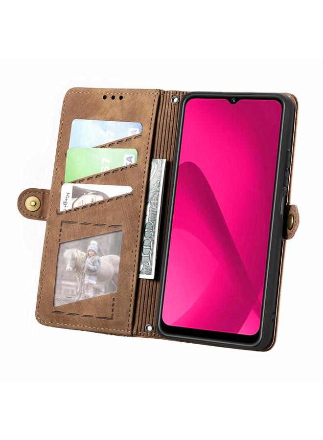 إيروريكس جراب لهاتف Xiaomi Redmi 14C، جراب هاتف جلدي بتصميم هندسي مزود بسحاب ومشبك جانبي - Image 3