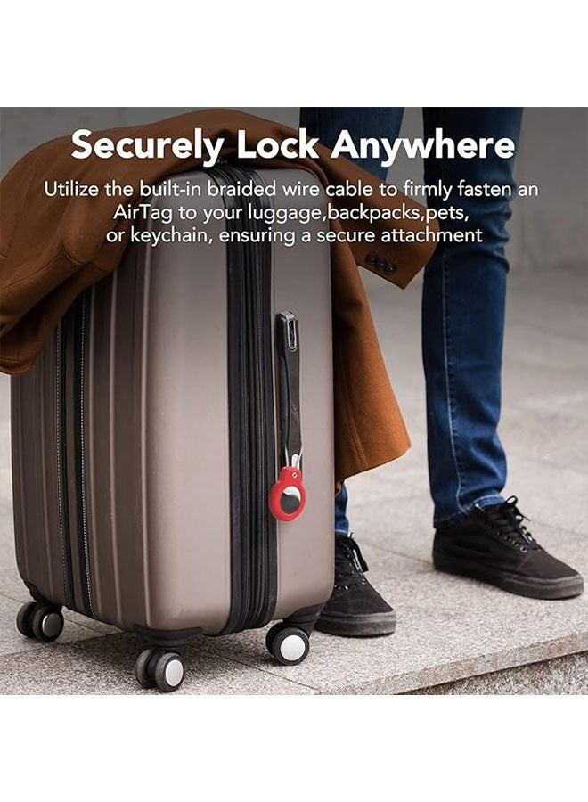 2 جهاز كمبيوتر شخصي متوافق مع حامل AirTag الآمن مع كابل سلكي, AirTag قفل حالة سلاسل المفاتيح, حلقة المفاتيح علامة الأمتعة للمفاتيح, الأمتعة وأكثر من ذلك, حلقات المفاتيح وسلاسل المفاتيح للرجال والنساء, الأسود / الأبيض - Image 5