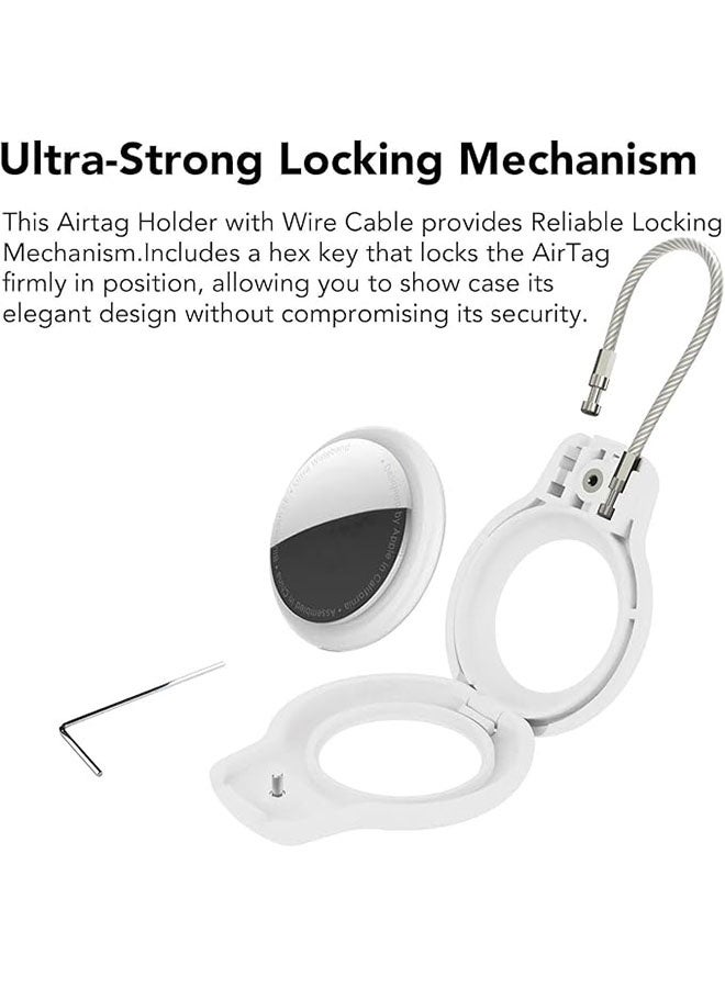 2 جهاز كمبيوتر شخصي متوافق مع حامل AirTag الآمن مع كابل سلكي, AirTag قفل حالة سلاسل المفاتيح, حلقة المفاتيح علامة الأمتعة للمفاتيح, الأمتعة وأكثر من ذلك, حلقات المفاتيح وسلاسل المفاتيح للرجال والنساء, الأسود / الأبيض - Image 2