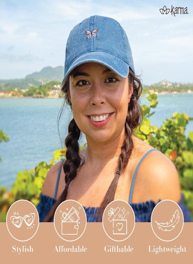 كارما قبعة كارما مطرزة للنساء، قبعة بيسبول نسائية قابلة للتعديل بتصميم عتيق، مناسبة للعبة بيكلبول - Image 4