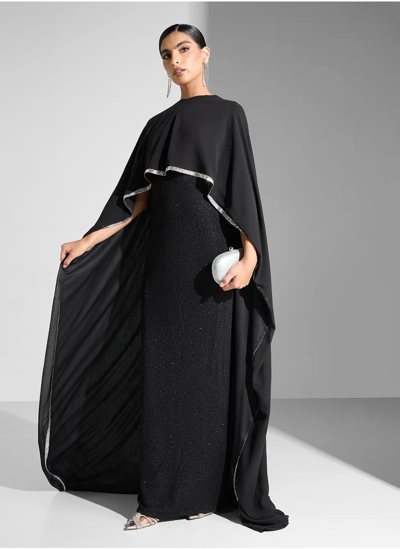Golden Apple Split Sleeves Maxi Dress