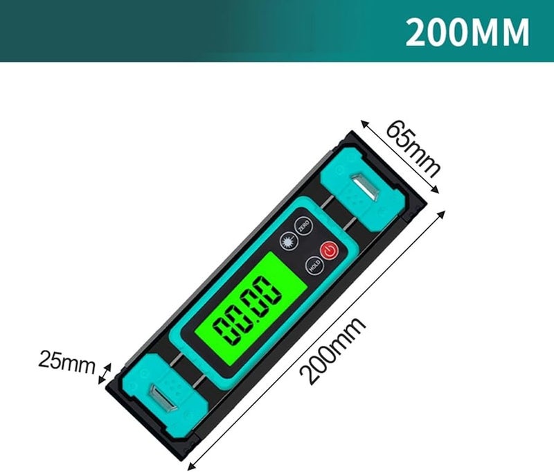 مسطرة مستوى رقمية مغناطيسية بشاشة LCD 200 مم مقياس زاوية إلكتروني للبناء والنجارة وأعمال DIY - Image 3