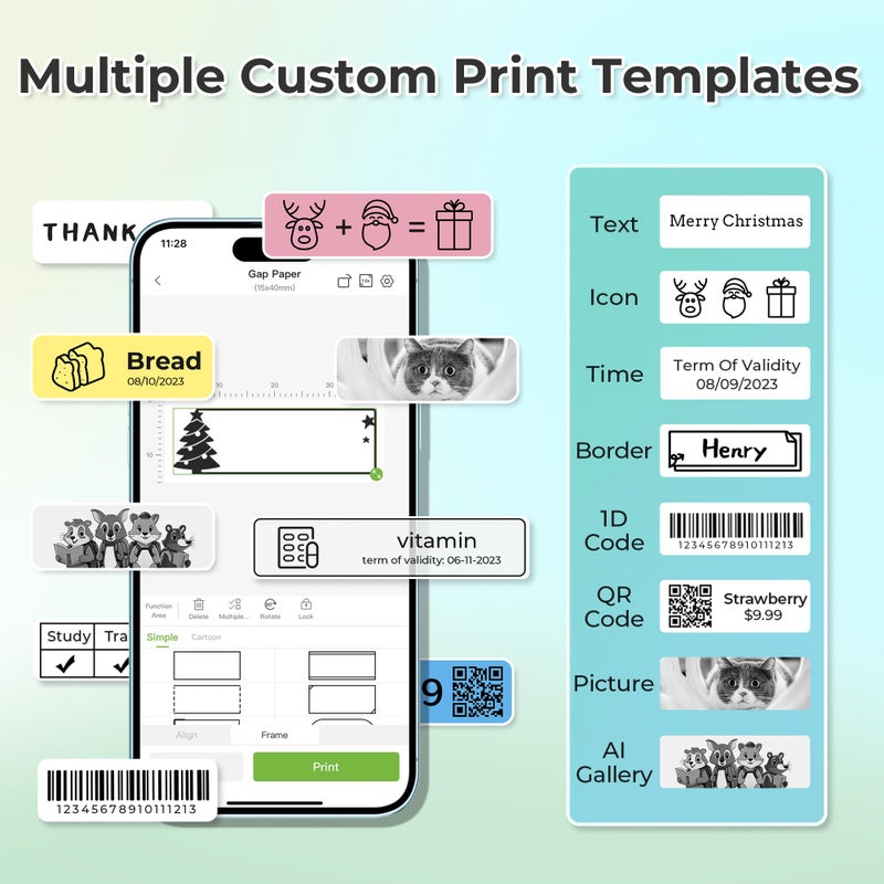 Nelko Label Maker Machine with Tape, P21 Bluetooth Label Printer with 3 Tapes & Case, Wireless Mini Label Makers with Multiple Templates Icon Font Custom for School Office Home, White - Image 3