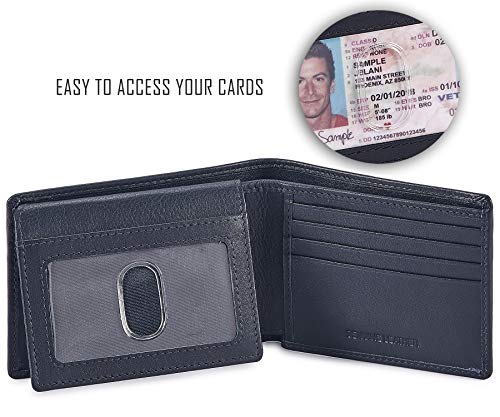 Cochoa Bifold Wallet for Men's Real Genuine Slim Leather RFID Blocking 2 ID Windows Stylish Travel Gift Box (NAPA, MIDNIGHT NAVY) - Image 2