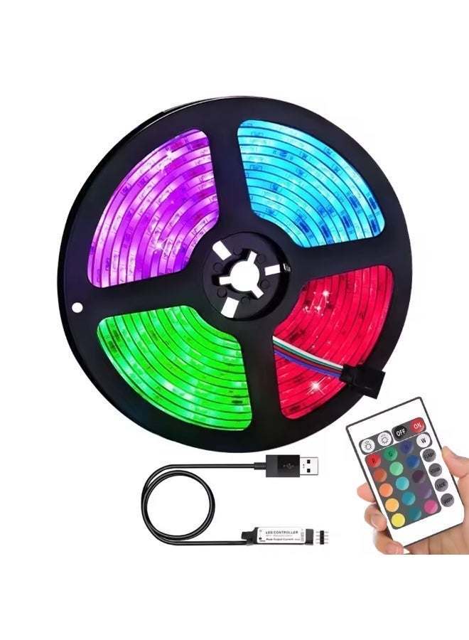 شريط إضاءة LED RGB بطول 5 أمتار - يعمل بمنفذ USB مع جهاز تحكم عن بعد - إضاءة محيطية بـ 16 لونًا - Image 2