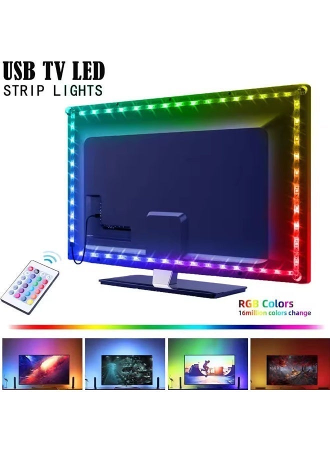شريط إضاءة LED RGB بطول 5 أمتار - يعمل بمنفذ USB مع جهاز تحكم عن بعد - إضاءة محيطية بـ 16 لونًا - Image 4