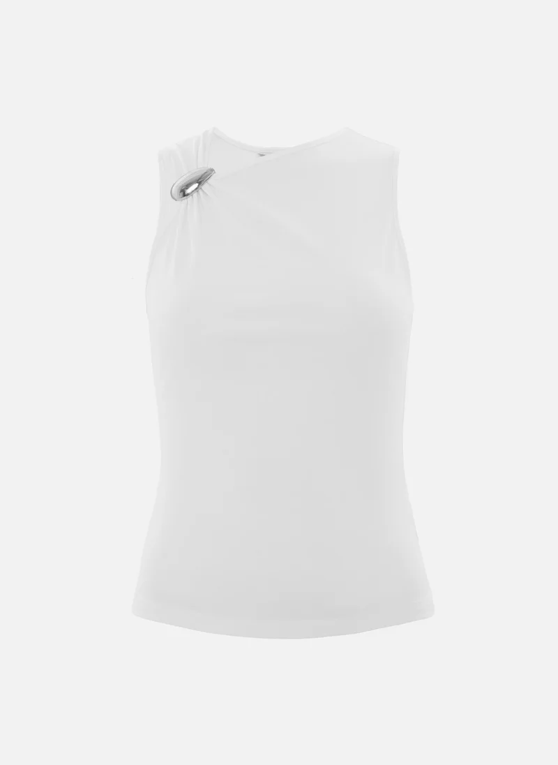 Lichi Top with asymmetrical straps and metal decorations