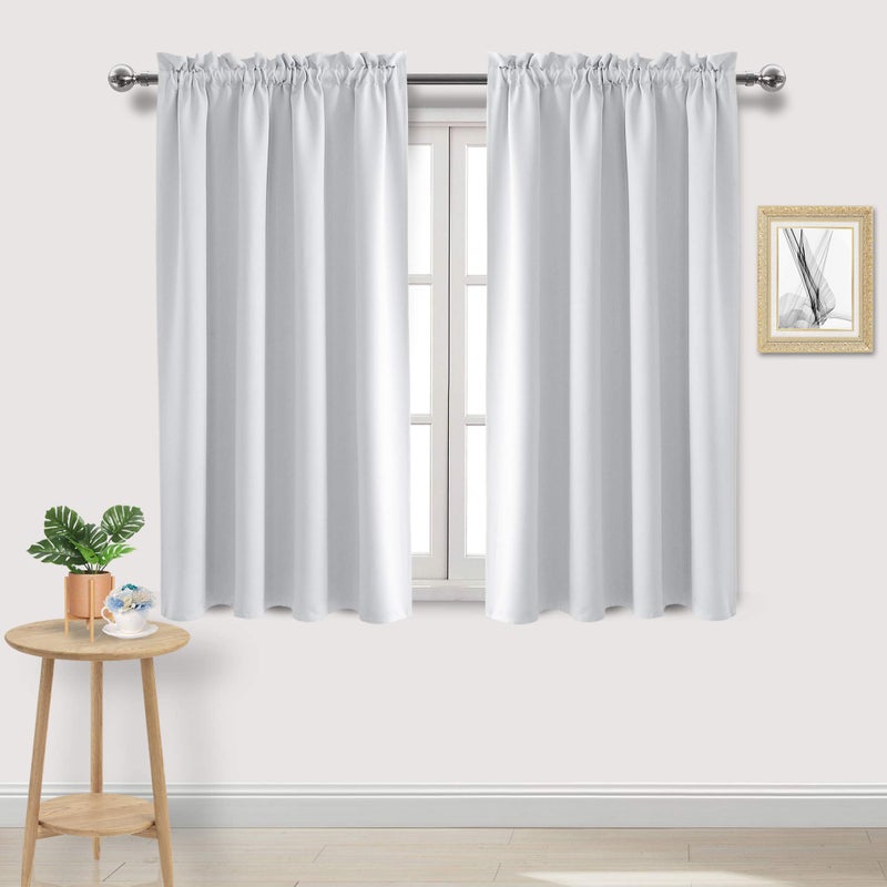 DWCN White Room Darkening Blackout Curtains  Thermal Insulated Privacy Energy Saving Window Curtain Drapes 52 x 54 inch Length Set of 2 Bedroom Living Room Curtains