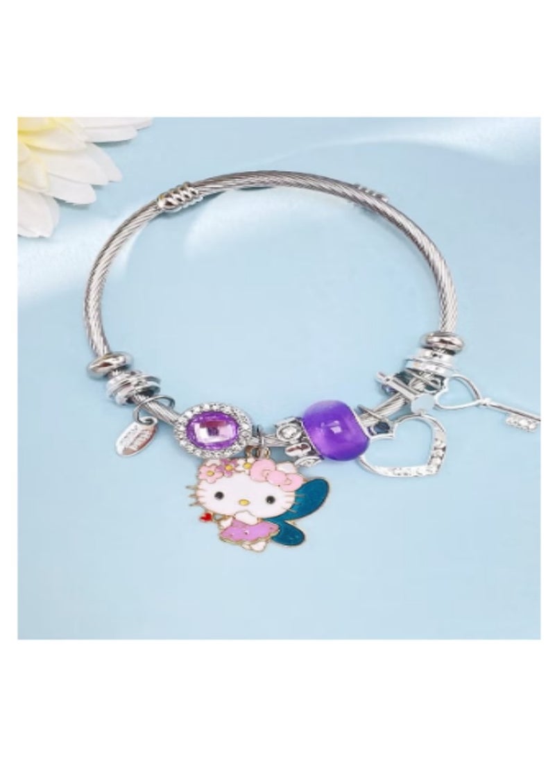 Sanrio - Sanrio series Hello Kitty adjustable creative bead combination bracelet bracelet, classic cartoon design jewelry, suitable for girls of all ages - Image 1
