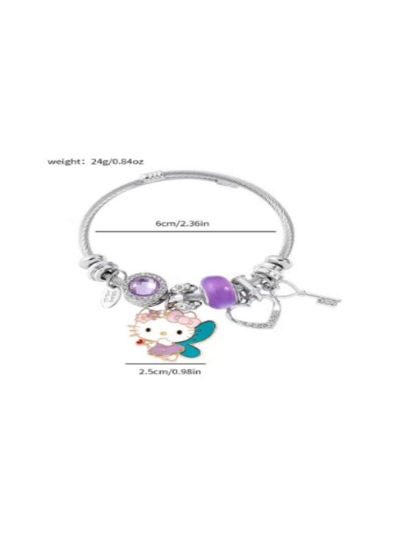 Sanrio - Sanrio series Hello Kitty adjustable creative bead combination bracelet bracelet, classic cartoon design jewelry, suitable for girls of all ages - Image 1