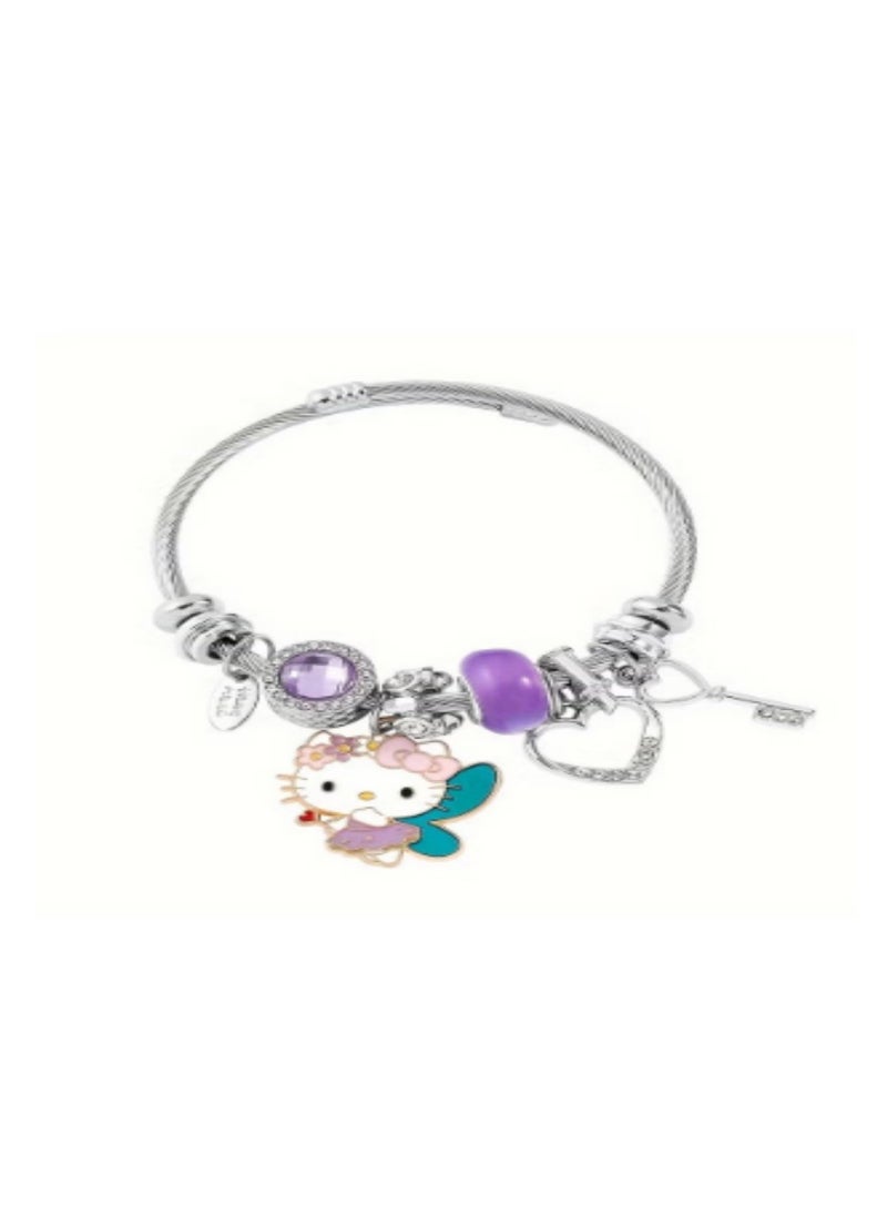 Sanrio - Sanrio series Hello Kitty adjustable creative bead combination bracelet bracelet, classic cartoon design jewelry, suitable for girls of all ages - Image 1