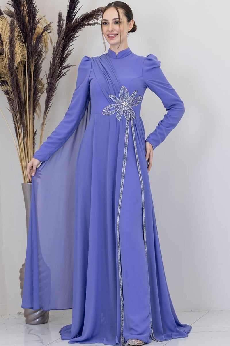 Esilanur Flower Hijab Jumpsuit Lilac - Image 1