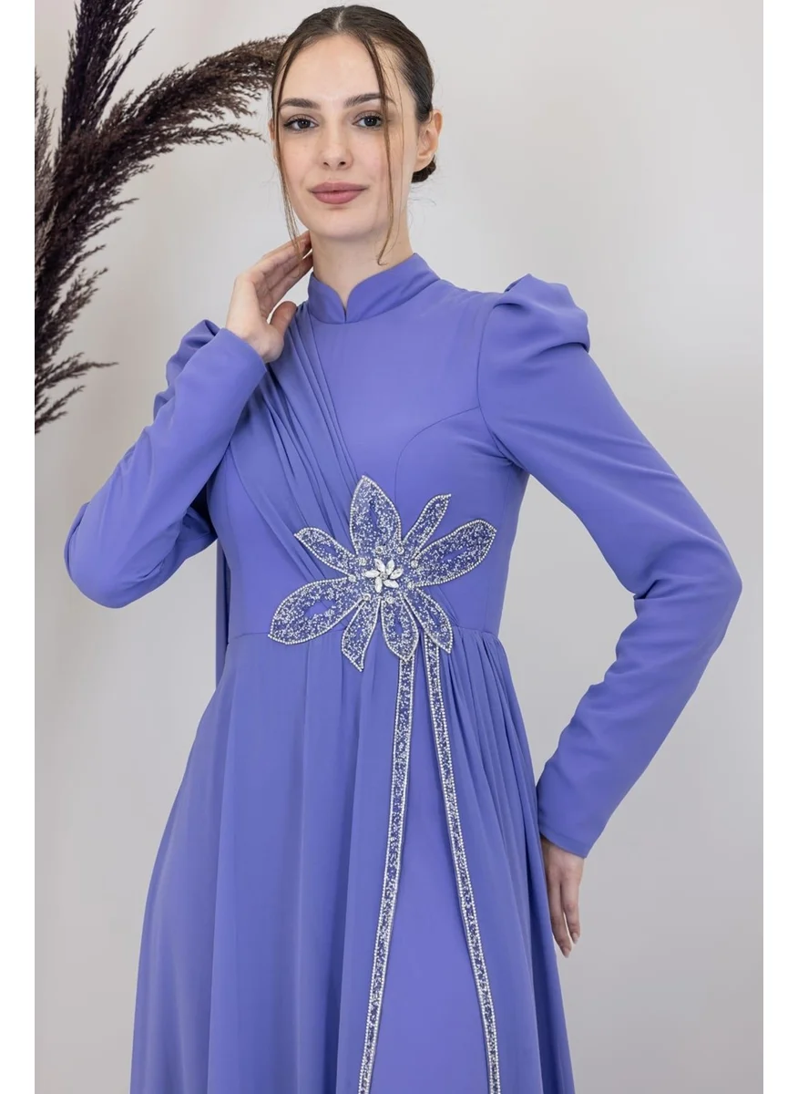 Esilanur Flower Hijab Jumpsuit Lilac