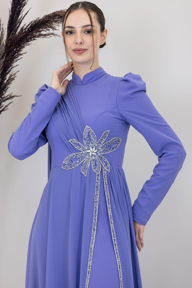 Esilanur Flower Hijab Jumpsuit Lilac - Image 2