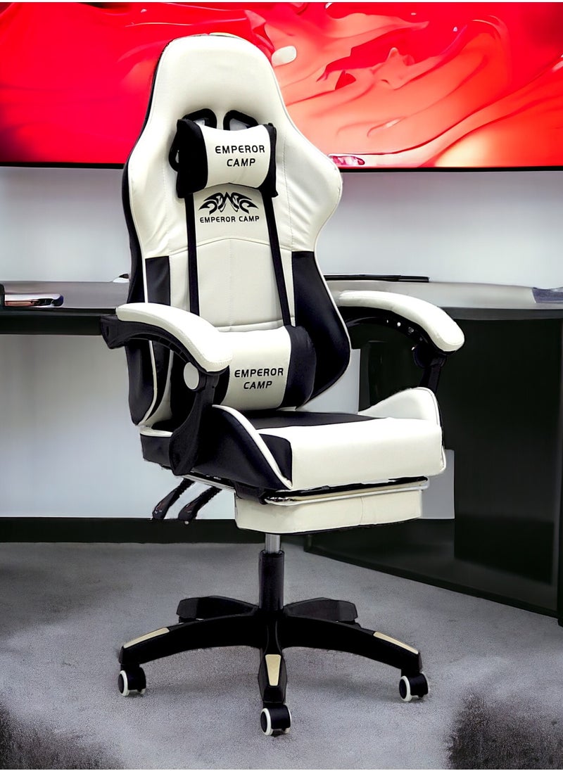 Sabir & Bros Furniture LLC - SBF Emperor Camp Gaming Chair, Reclining High Back PU Leather Office Desk Chair, Adjustable Headrest Footrest and Lumbar Support, Swivel Video Game Chair, Ergonomic Computer Gaming Chair - Image 1