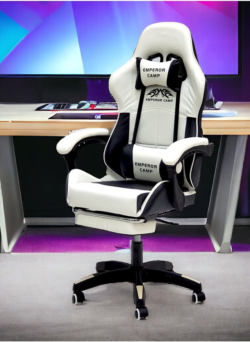 Sabir & Bros Furniture LLC - SBF Emperor Camp Gaming Chair, Reclining High Back PU Leather Office Desk Chair, Adjustable Headrest Footrest and Lumbar Support, Swivel Video Game Chair, Ergonomic Computer Gaming Chair - Image 1