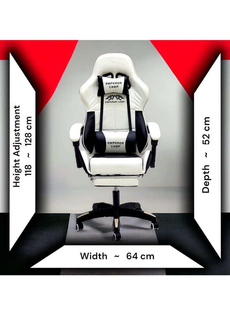 Sabir & Bros Furniture LLC - SBF Emperor Camp Gaming Chair, Reclining High Back PU Leather Office Desk Chair, Adjustable Headrest Footrest and Lumbar Support, Swivel Video Game Chair, Ergonomic Computer Gaming Chair - Image 1