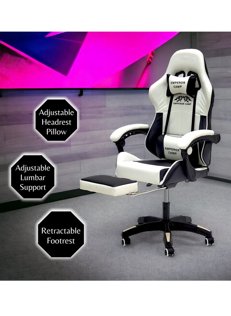 Sabir & Bros Furniture LLC - SBF Emperor Camp Gaming Chair, Reclining High Back PU Leather Office Desk Chair, Adjustable Headrest Footrest and Lumbar Support, Swivel Video Game Chair, Ergonomic Computer Gaming Chair - Image 1