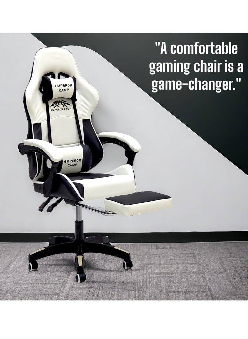 Sabir & Bros Furniture LLC - SBF Emperor Camp Gaming Chair, Reclining High Back PU Leather Office Desk Chair, Adjustable Headrest Footrest and Lumbar Support, Swivel Video Game Chair, Ergonomic Computer Gaming Chair - Image 1