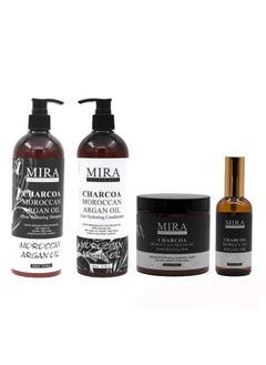 Mira Argan and CharCoal Set from Mira Shampoo 500 ml and Conditioner 500 ml Serum 100 ml Mask 500 ml 