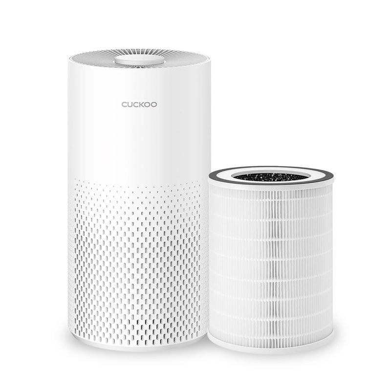 CUCKOO True HEPA Air Purifier Bundle with Extra Filter, Up to 456 sq. ft., 3-Stage Filter with H13 HEPA and Activated Carbon, Small Air Purifiers for Home Bedroom, White (CAC-I0510FW) - Image 1