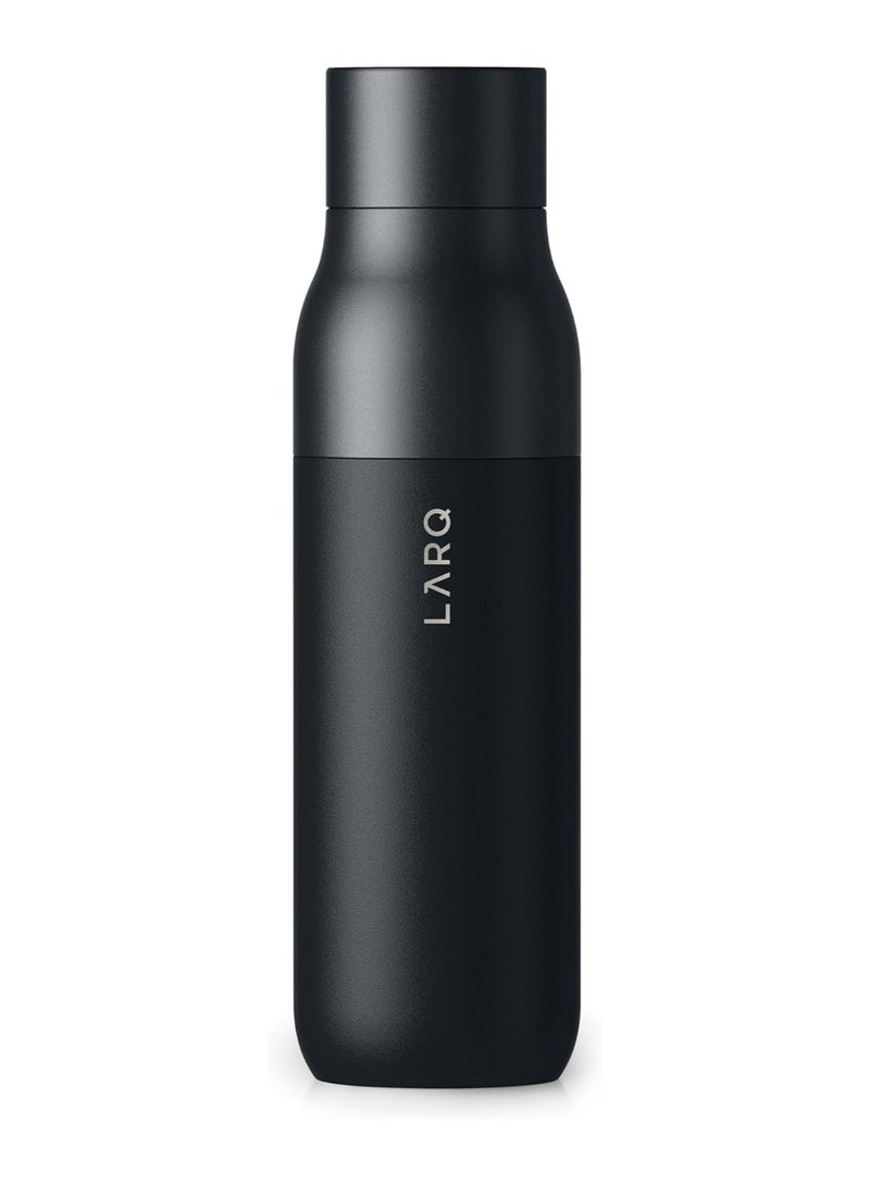 لارك قارورة لارك - قارورة مياه معزولة بالتفريغ من الفولاذ المقاوم للصدأ، غير بيور فيس، قارورة حرارية،  أونصة، أسود سبجي - Image 1