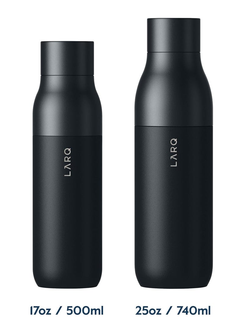 لارك قارورة لارك - قارورة مياه معزولة بالتفريغ من الفولاذ المقاوم للصدأ، غير بيور فيس، قارورة حرارية،  أونصة، أسود سبجي - Image 3