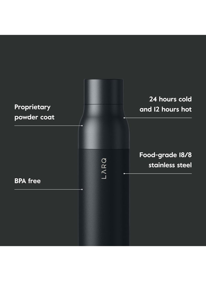 لارك قارورة لارك - قارورة مياه معزولة بالتفريغ من الفولاذ المقاوم للصدأ، غير بيور فيس، قارورة حرارية،  أونصة، أسود سبجي - Image 4