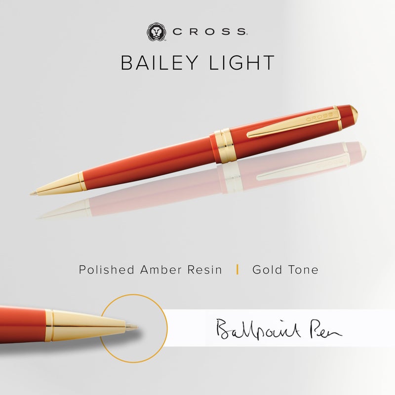 Cross Bailey Light Refillable Ballpoint Pen Presented in a Everyday Gift Box - Medium Point, Black Ink, Polished Amber - Image 2