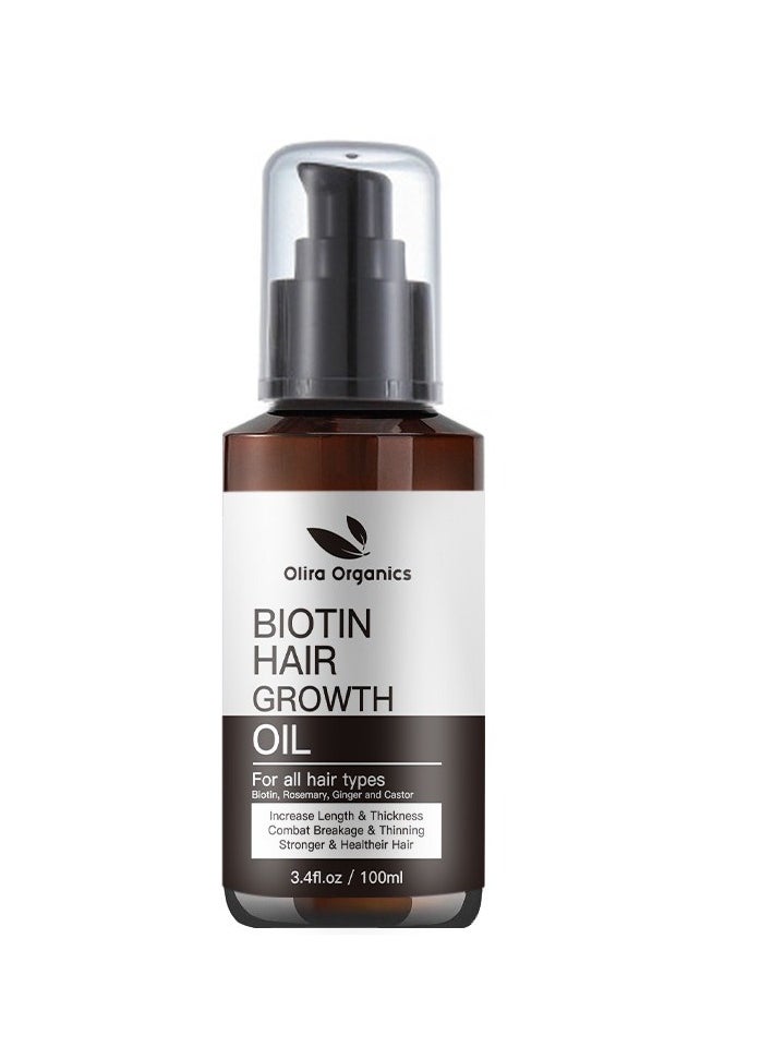 Olira Organics - Hair Vitamins 60 Tablets | Biotin Rosemary Hair Growth Oil With Castor & Ginger 100ml |Advanced Formula With 5% Redensyl, 2.5% Anagain & 2% Baicapil | Scalp Strengthening- Nourishing Treatment For Dry Damaged Hair Split Ends - Image 1