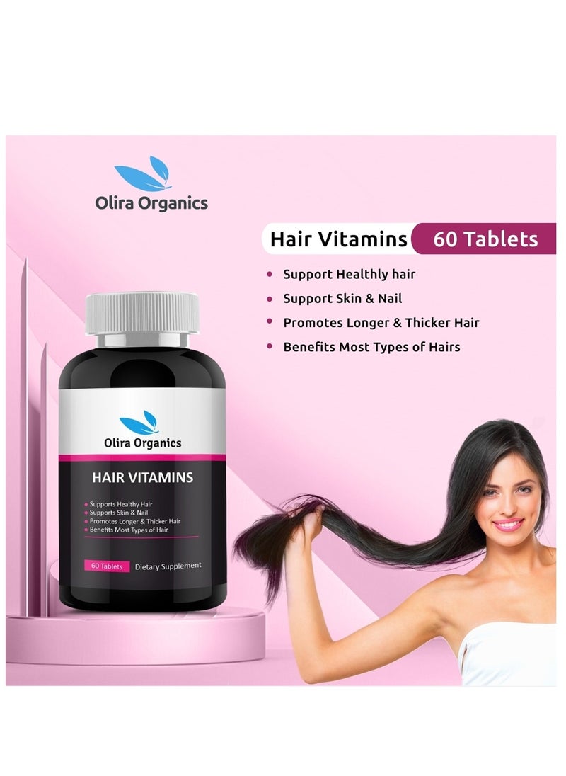 Olira Organics - Hair Vitamins 60 Tablets | Biotin Rosemary Hair Growth Oil With Castor & Ginger 100ml |Advanced Formula With 5% Redensyl, 2.5% Anagain & 2% Baicapil | Scalp Strengthening- Nourishing Treatment For Dry Damaged Hair Split Ends - Image 1