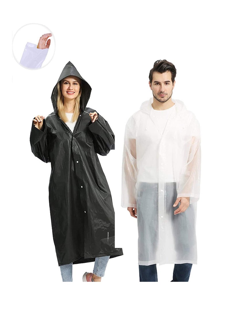 SYOSI Raincoat Rain Poncho for Adults, 1 Pack EVA Rain Poncho for Women and Men Reusable Raincoat Jacket Packable for Family FishingTravelEmergency with Hood and Elastic Sleeving - Image 1