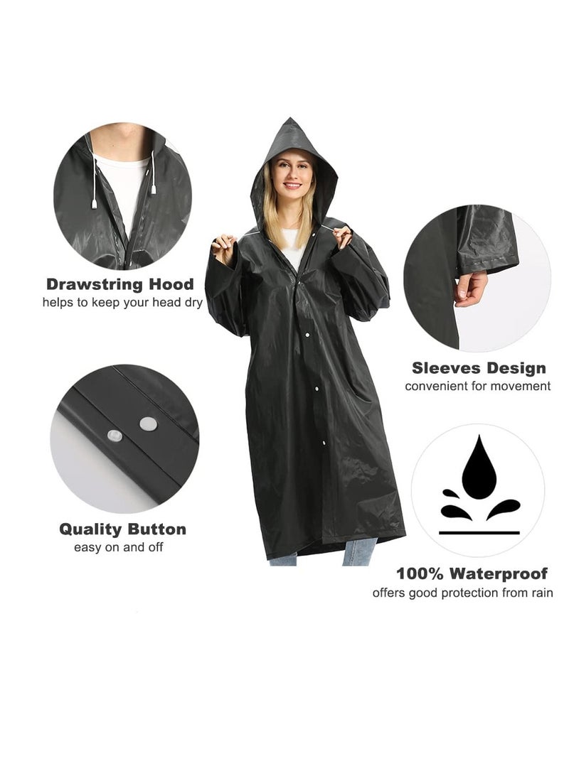 SYOSI Raincoat Rain Poncho for Adults, 1 Pack EVA Rain Poncho for Women and Men Reusable Raincoat Jacket Packable for Family FishingTravelEmergency with Hood and Elastic Sleeving - Image 3