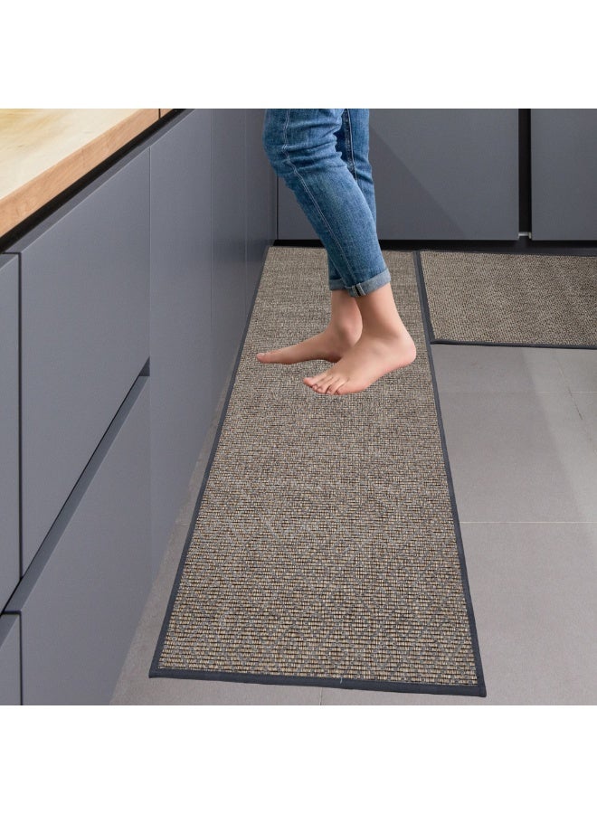 MEKITON Set of 2 PCs Premium Anti Fatigue Kitchen Mat, Non Slip Natural Rubber Mats, Washable Runner Rugs for Kitchen Floor Front of Sink, Laundry Room  45X120CM + 45X75CM (Grey). - Image 1