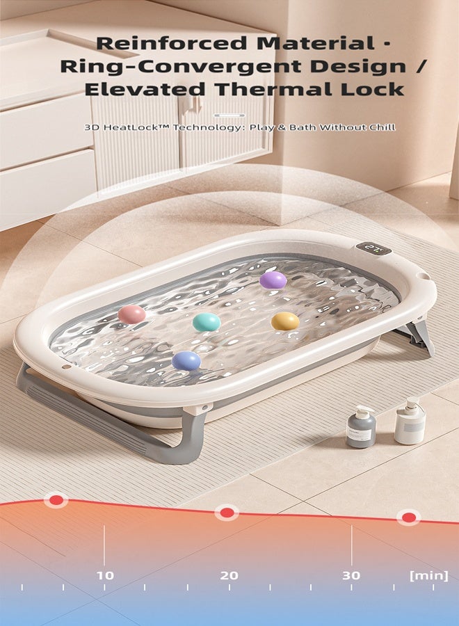 حمام أطفال قابل للطي موفر للمساحة - تحكم ذكي في درجة الحرارة، وضع الجلوس والاستلقاء، مناسب من حديثي الولادة حتى toddlers - Image 2