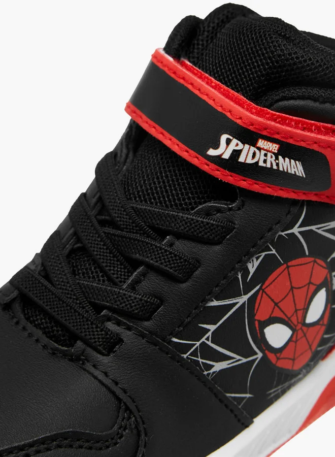 MARVEL Spider-Man High Top Sneakers with Hook and Loop Closure