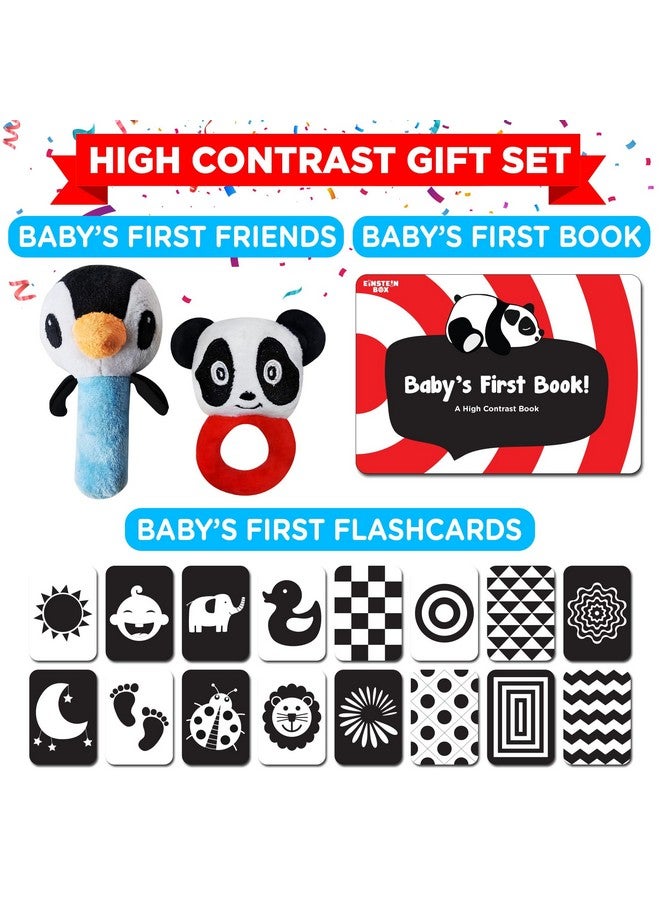 Einstein Box مجموعة هدايا وألعاب أينشتاين للأطفال حديثي الولادة من عمر 0 إلى 12 شهرًا | بطاقات فلاش بتباين عالٍ للتحفيز البصري وتطوير الحواس | ألعاب أطفال، جلاجل وكتاب بتباين عالٍ - Image 2