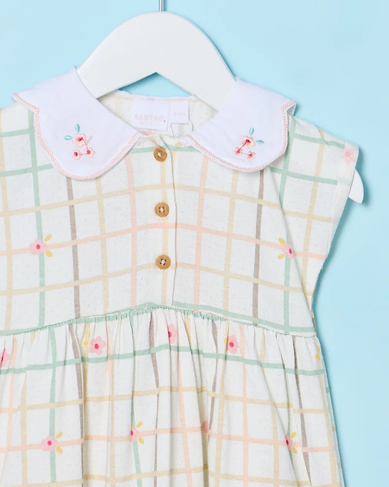 ردتاغ Infant Girls Ivory Printed Dress