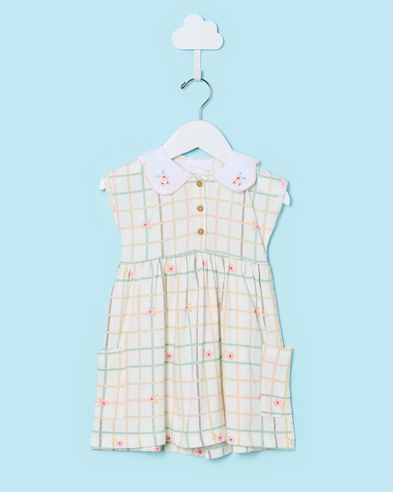 ردتاغ Infant Girls Ivory Printed Dress