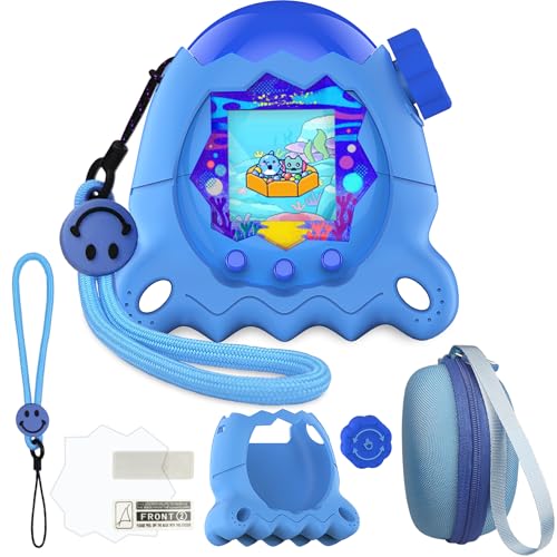 JCHPINE Hard Case and Silicone Cover for Tamagotchi Paradise Electronic Pet Protective Cases for Tamagotchi Paradise with Screen Protector and Lanyard Blue - Image 1