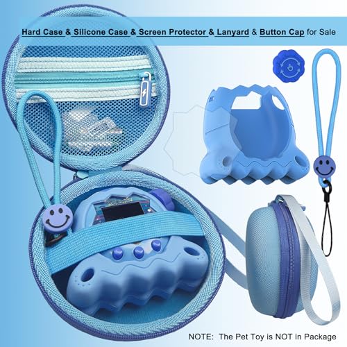 JCHPINE Hard Case and Silicone Cover for Tamagotchi Paradise Electronic Pet Protective Cases for Tamagotchi Paradise with Screen Protector and Lanyard Blue - Image 5