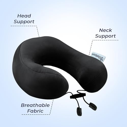 Billebon Premium Neck Pillow for Travelling Airplane Travel Pillow Comfortable Head Rest Neck Holder Pillow (Black) - Image 2