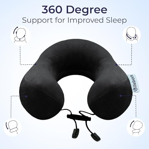 Billebon Premium Neck Pillow for Travelling Airplane Travel Pillow Comfortable Head Rest Neck Holder Pillow (Black) - Image 5