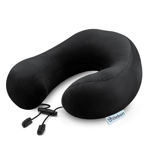 Billebon Premium Neck Pillow for Travelling Airplane Travel Pillow Comfortable Head Rest Neck Holder Pillow (Black) - Image 1