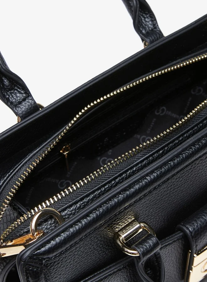 سيليست Women's Textured Tote Bag with Zipper Closure and Detachable Strap