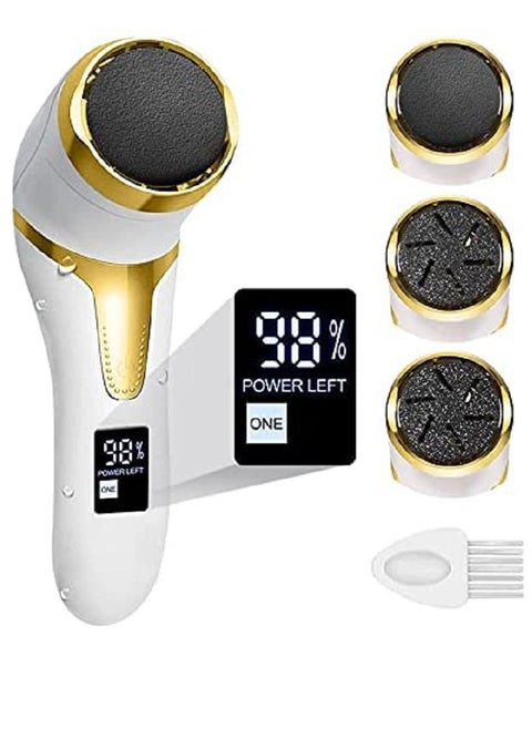 Electric Foot Callus, Remove Foot Scrubber, Electric Foot File, Rechargeable Foot Dead Skin Remover, Electric Pedicure Kit with 3 Grinding Roller Heads