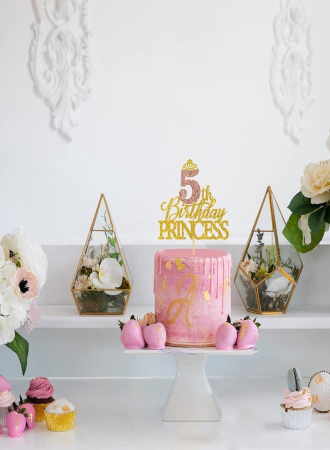 Helewilk Princess Cake Topper - 5th Birthday Crown Sign Cake Picks for Fairy Tale Theme Party Favors Decor - Image 4