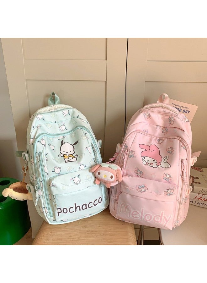 Cartoon Student Schoolbag Cute Korean-style Large Capacity Class Backpack All-match Small Fresh Junior High School Student Bag Women's Bag-Color:Purple Kurome (with Pendant)-Size:30*18*43  - Image 5