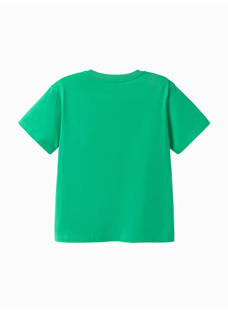 بالابالا Kids Girl Round v-neck short-sleeved T-shirt